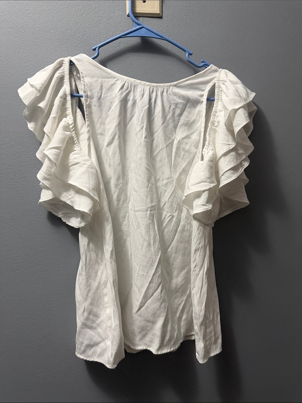 fab'rik White Flutter Sleeve Blouse